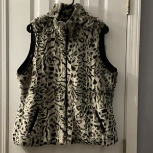 Coldwater Creek faux fur animal print vest